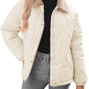 Women's Winter Casual Quilted Jackets Long Sleeve Button Down Puffer Jacket Padd